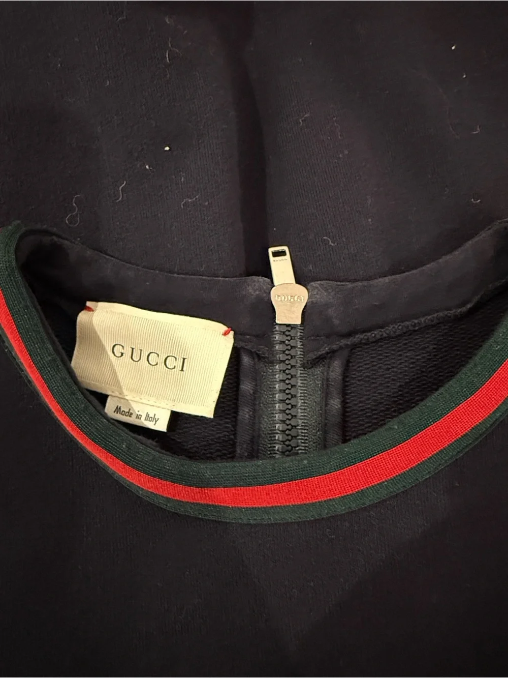Gucci Navy Girls Dress with Red & Green Trim